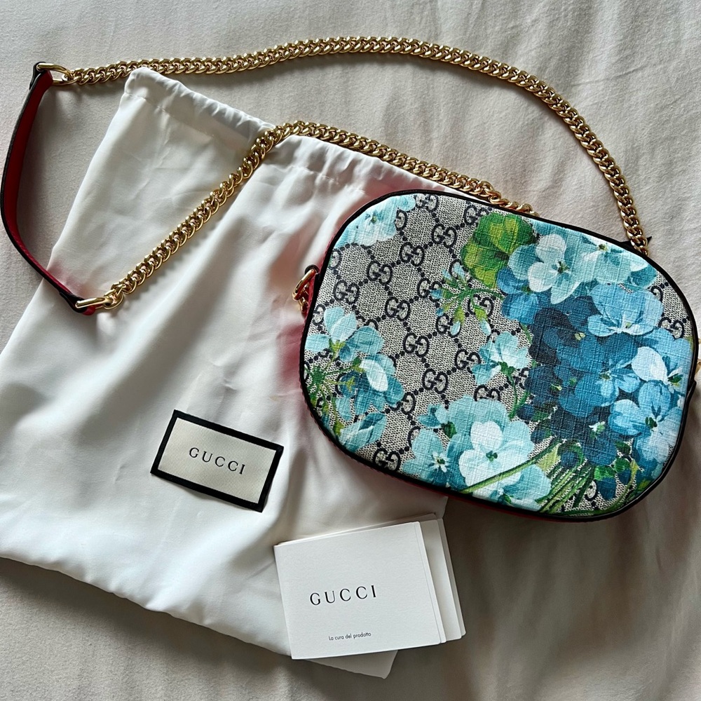 Authentic Gucci Bloom Blue/Red Crossbody